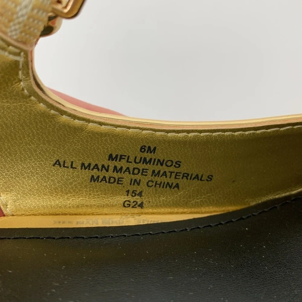 Marc Fisher Luminos slingback maryjane pump shoe mirror metallic strap gold 6